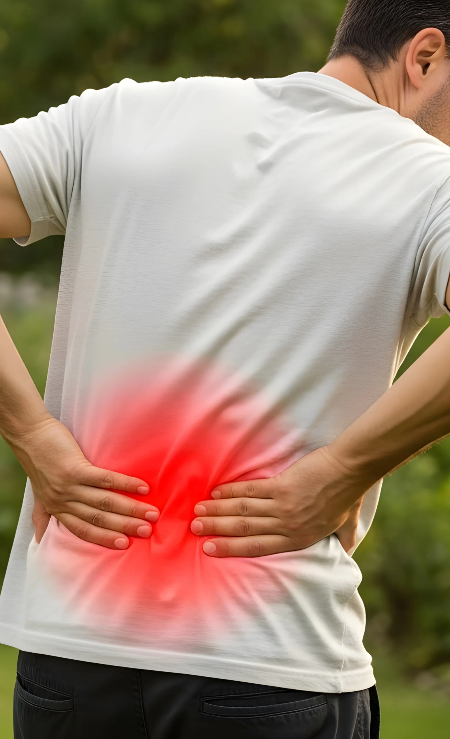 Man gripping lower back in pain