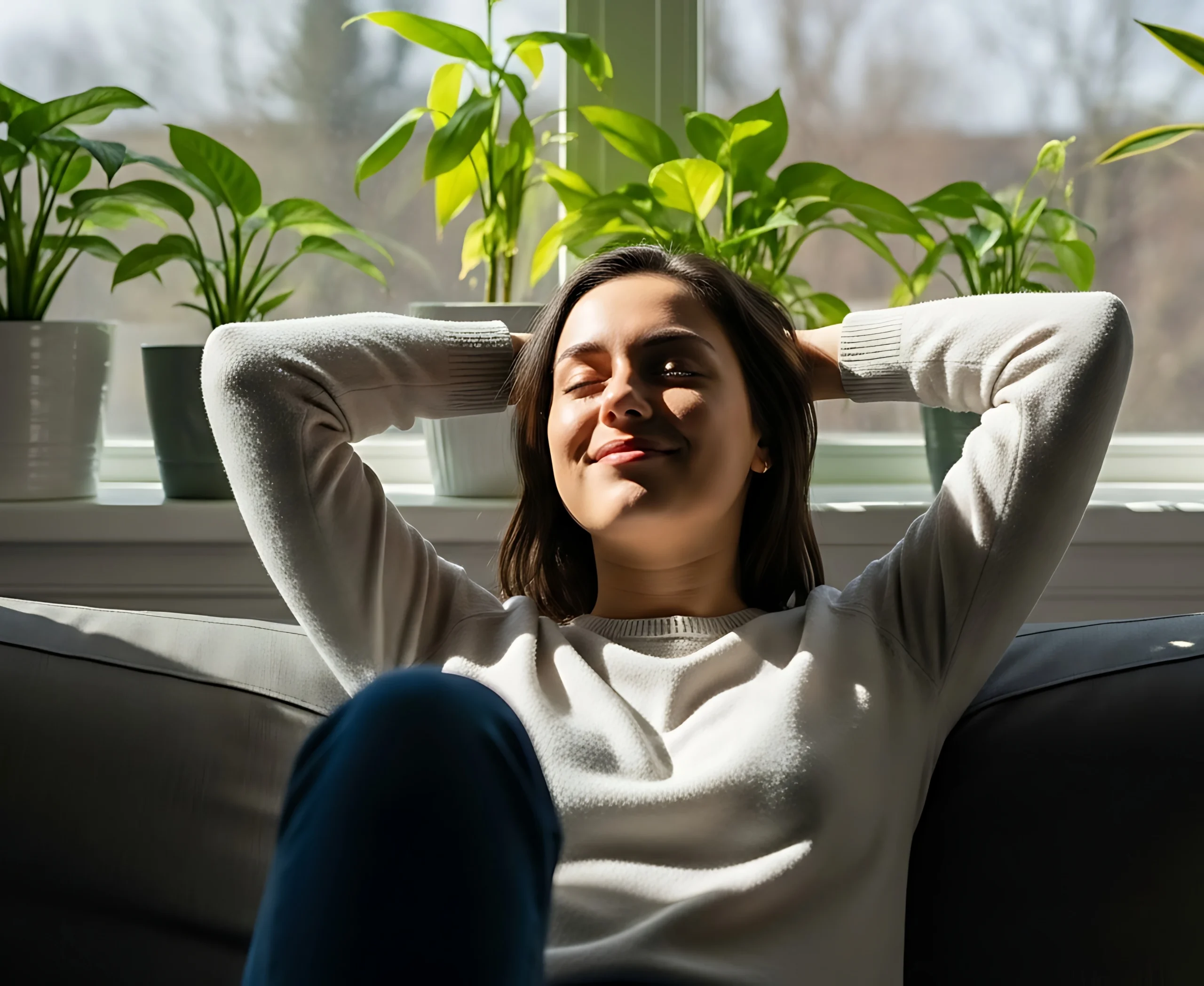 Patient relaxing at home after chiropractic care for fibromyalgia-related chronic pain